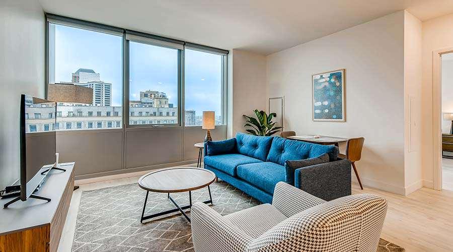 Sentral Michigan Avenue Aparthotel Chicago Kamer foto A living room at the Ritz-Carlton
