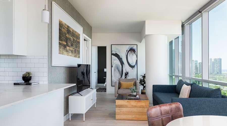 Sentral Michigan Avenue Aparthotel Chicago Kamer foto Interior of a typical apartment