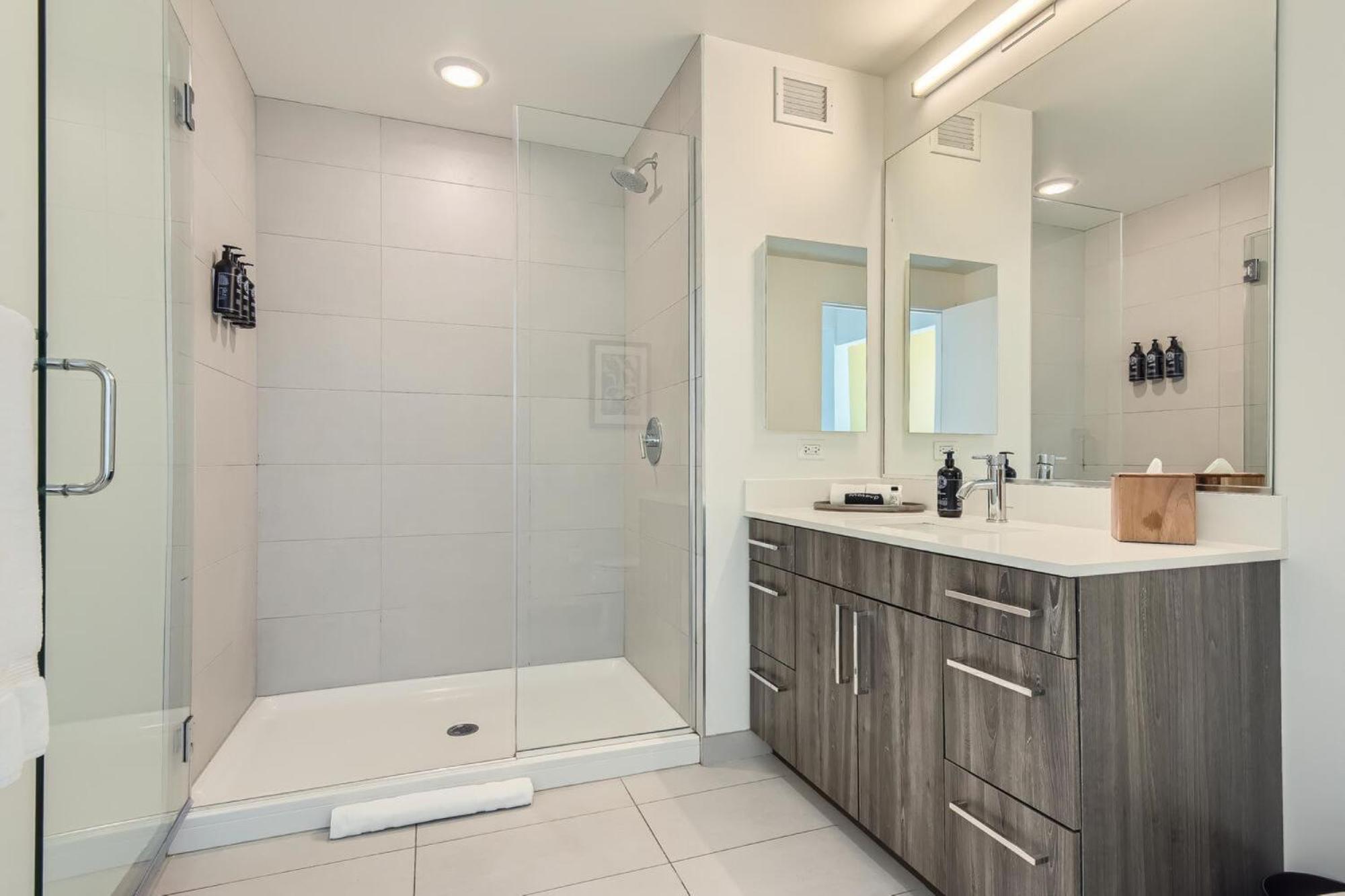 Sentral Michigan Avenue Aparthotel Chicago Buitenkant foto A walk-in shower